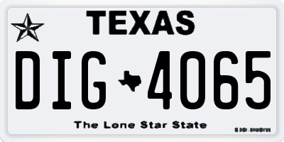 TX license plate DIG4065