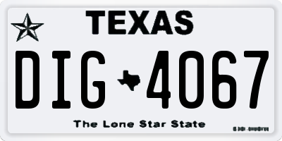 TX license plate DIG4067