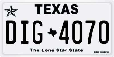TX license plate DIG4070