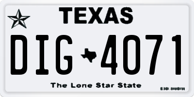 TX license plate DIG4071