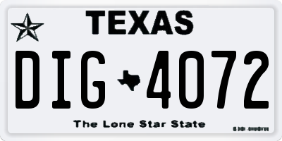 TX license plate DIG4072