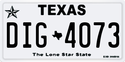 TX license plate DIG4073