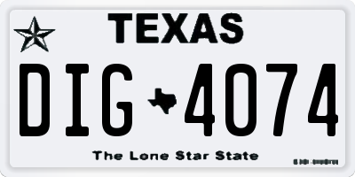 TX license plate DIG4074
