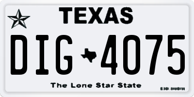 TX license plate DIG4075