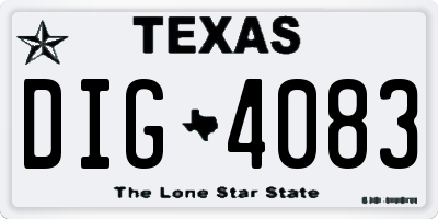 TX license plate DIG4083