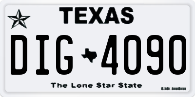 TX license plate DIG4090
