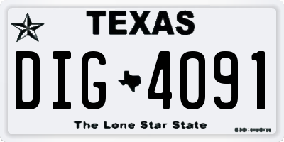 TX license plate DIG4091