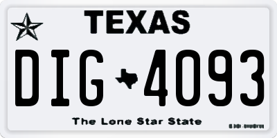 TX license plate DIG4093