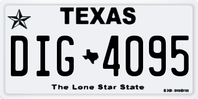 TX license plate DIG4095