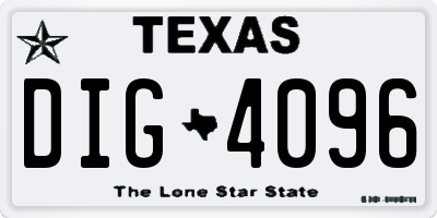TX license plate DIG4096