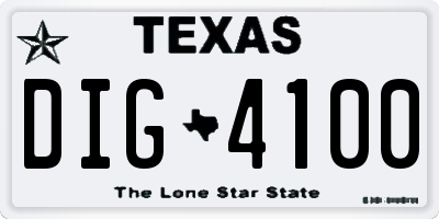 TX license plate DIG4100