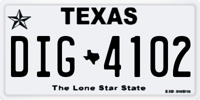 TX license plate DIG4102