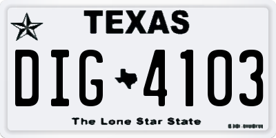 TX license plate DIG4103