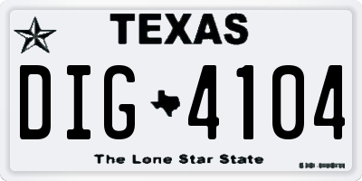 TX license plate DIG4104