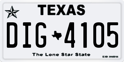 TX license plate DIG4105
