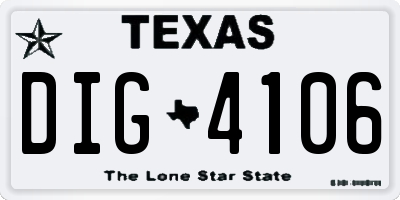 TX license plate DIG4106