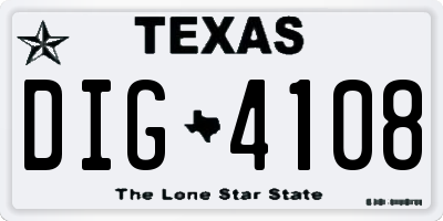 TX license plate DIG4108