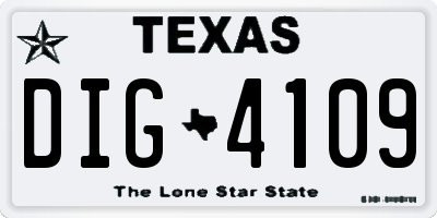 TX license plate DIG4109