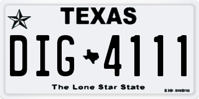 TX license plate DIG4111