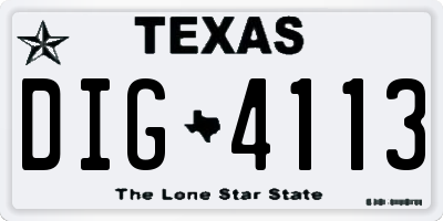 TX license plate DIG4113