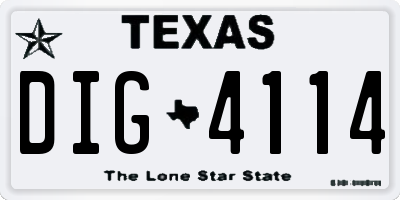 TX license plate DIG4114