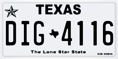 TX license plate DIG4116