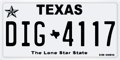 TX license plate DIG4117