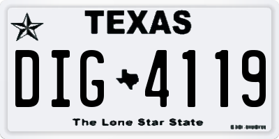 TX license plate DIG4119