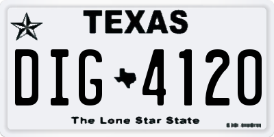 TX license plate DIG4120
