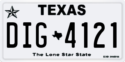 TX license plate DIG4121