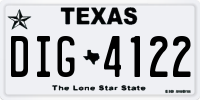 TX license plate DIG4122