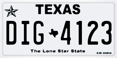 TX license plate DIG4123