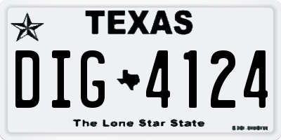 TX license plate DIG4124