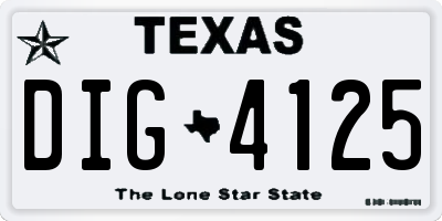 TX license plate DIG4125
