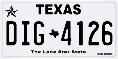 TX license plate DIG4126