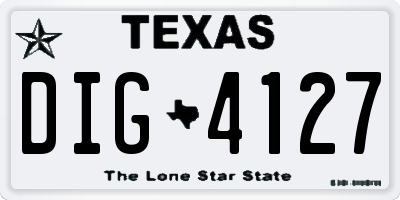 TX license plate DIG4127
