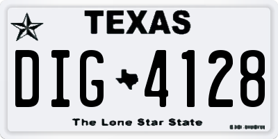 TX license plate DIG4128
