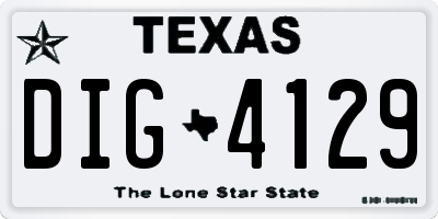 TX license plate DIG4129
