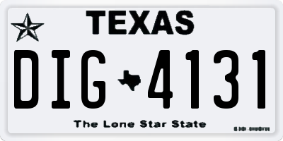 TX license plate DIG4131