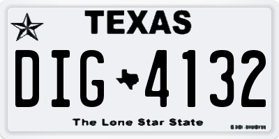 TX license plate DIG4132