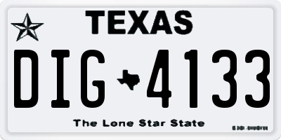 TX license plate DIG4133
