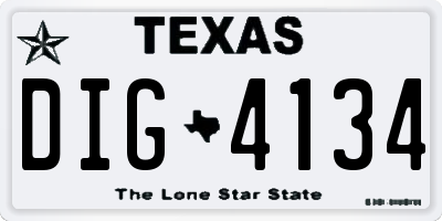 TX license plate DIG4134