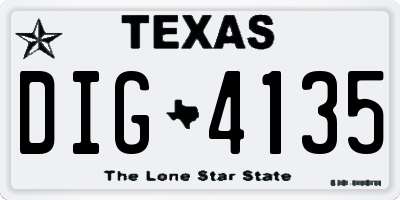 TX license plate DIG4135