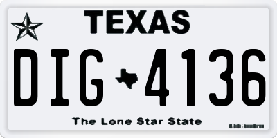 TX license plate DIG4136