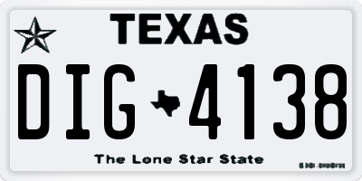TX license plate DIG4138