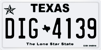 TX license plate DIG4139