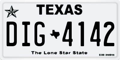 TX license plate DIG4142