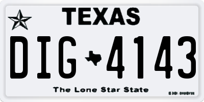 TX license plate DIG4143