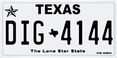 TX license plate DIG4144