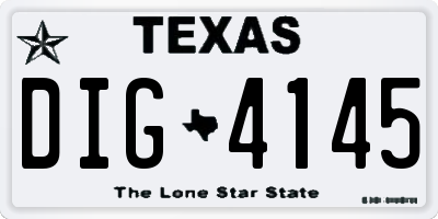 TX license plate DIG4145